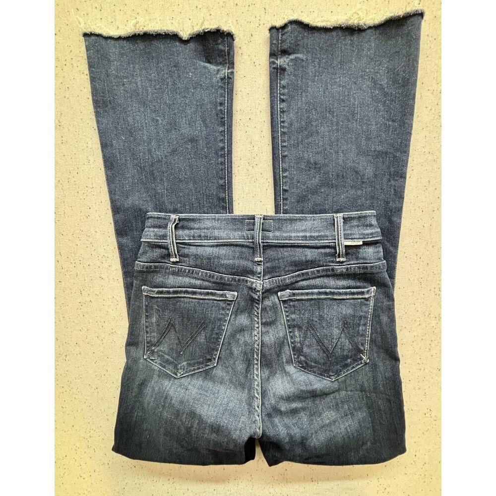 MOTHER The Hustler Ankle Fray Jeans Freebird Dark Wash Stretch Flare Sz 26 $228 - Picture 4 of 11